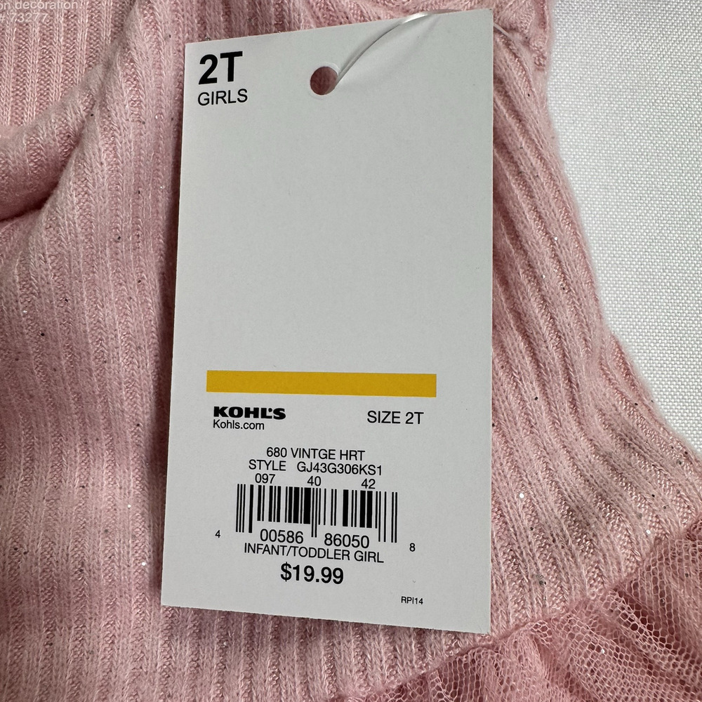 Jumping Beans Long-Sleeve Tulle Dress Vintage Art Pink Toddler Girls Size 2T - Picture 5 of 6